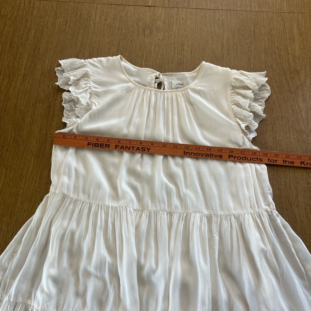 Aritizia Wilfred Sidione Cream Tiered Soft Romantic Mini Dress, Ruffles, Sz S - Picture 15 of 16